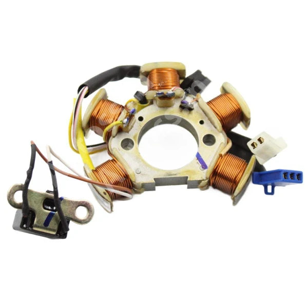 COIL PLATE ASSEMBLY SCOOTY PEP, SCOOTY PEP + (5 POLL) 2+2 PIN