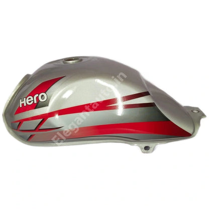 HERO HF Deluxe 2016 PETROL TANK SILVER and RED